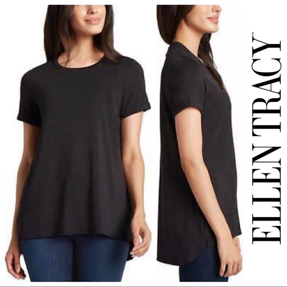 ELLEN TRACY Ladies Short Sleeve HiLo Hem Tunic Top